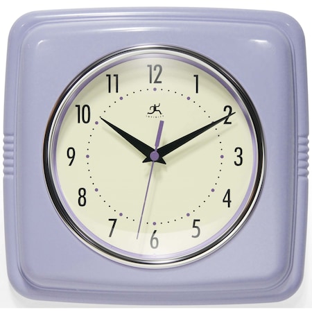 Infinity Instruments Square Retro Lilac - 9" Square Retro Wall Clock 13228LR-4103